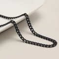 Collier chaîne cubaine pour hommes en acier inoxydable plaqué noir style hip hop - Noir 5,0 mm de large 45 cm de long