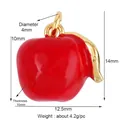 Mini red apple fruit charm pendant with gold leaf for DIY jewelry making accessories - Cut Red Apple (M157694)