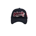 Detail of vintage black baseball cap featuring Orlando embroidery and distressed brim - Black