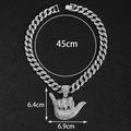 Collana hip hop catena cubana argento con pendente gesto 666 ghiacciato e dimensioni - Pendaglio argentato con catena cubana da 18 pollici