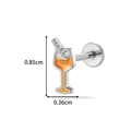G23 titanium labret stud with orange wine glass design and zircon accents - Cocktail Glass Style (T2554-7#) / Silver