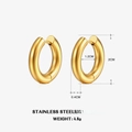 Minimalist 18k gold-plated 4mm stainless steel hoop earrings with 2cm outer diameter - 4mm Wire Diameter / Gold