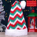 Knit Christmas hat with red and green zigzag patterns and plush white trim and pompom - Christmas Hat Style 022-A / Red Plaid