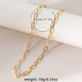 Collana minimalista a catena con spilla placcata oro 18 carati, lunghezza 45cm e peso 10g - Catena a O Lunga / Oro Vero 18K/Larghezza 5,5 mm / Oro