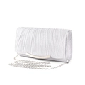 Elegant silver pleated evening clutch bag with metal chain strap for formal occasions - Silver