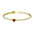 Bracelet élégant en acier doré avec un zircon cœur rouge et des cristaux micro-pave de luxe - Rouge