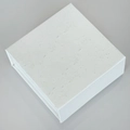 Elegant white square magnetic jewelry box with premium fiber texture finish - 10x10x4.3cm / Beige Textured Flip Box
