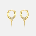 Orecchini a cerchio in argento S925 placcati oro con ciondolo a triangolo in cristallo - Argento 925 / Oro 18K