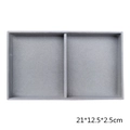 Vassoio portagioie in velluto grigio per anelli e orecchini, misura 21x12,5x2,5cm - 2 scomparti / Grigio