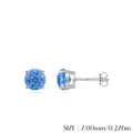 S925 Sterling Silber Ohrstecker mit funkelnden 7mm königsblauen runden Edelsteinen - 925er Silber / 7mm