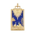 Golden Tarot card pendant 'The Lovers' with blue enamel and sparkling zircons - M070392-Blue
