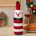 Knitted Christmas wine bottle cover with Santa suit design and gold buckle detail - Letter Y