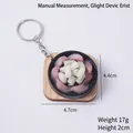 Miniature sashimi platter keychain with realistic raw fish slices on a wooden base - Squid Onion Teppanyaki - Keychain