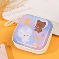 Square tinplate coin purse with gradient space pattern and astronaut animal prints - Planet
