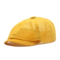 Breathable bright yellow mesh sun hat with cotton brim for men and women - Yellow