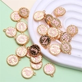 Pink enamel letter pendants in gold finish for DIY jewelry making sets - Alphabet Set (DY147) / Set of 26 / Style 57 Pink