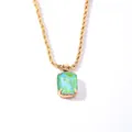 Collana a catena dorata con pendente in zircone verde rettangolare e 60 cm di lunghezza - Ciano Dorato
