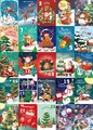 Christmas Advent Calendar 24-day puzzle set with 1008 pieces featuring festive illustrations - Warm Cute Cartoon Sticker Style (PT5)