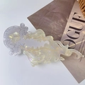 Pinza per capelli a medusa in acetato bianco perlato con glitter argento e linee dorate - 1# Bianco Argento