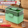 Large green family medical storage box with dual-layer organizer and transparent lid - Large / Fresh Green