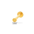 F136 titanium gold flat back labret stud with 2.5mm hammer-finished disc top - 2.5mm / Gold
