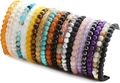 Set of colorful elastic natural stone bracelets with tiger eye, turquoise, and agate beads - 6mm 20pcs Mixed Natural Stone Beaded Bracelet Wholesale Set