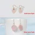 Orecchini in quarzo rosa fatti a mano in stile oro e argento con pietre preziose naturali - Avvolto in Filo d'Oro / Quarzo rosa