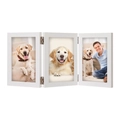 Marco de fotos triple plegable moderno de madera blanca con tres paneles verticales - 6 Pulgadas Triple Con Bisagras / Blanco