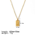 18K gold plated stainless steel sun pendant necklace featuring Venus portrait tag - Rectangle Portrait Relief Style (TN3139)