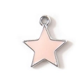 Star-shaped alloy charm with silver edges and light pink enamel filling for jewelry DIY - Pink Silver Plated
