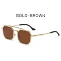 Lunettes de soleil steampunk en métal à monture dorée et verres marron pour homme - Monture Dorée Verres Ambrés