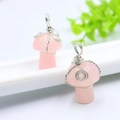 Pendentifs champignons en quartz rose enroulés à la main pour bijoux DIY - Quartz Rose Ton Argent