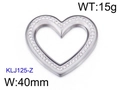 Colgante de corazón plateado en acero con borde de cristal 40mm 15g accesorio joya - Color Acero con Diamantes de Imitación Completos (KLJ125-Z)