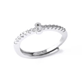 Silver letter S ring with double row of clear zircons and 18k gold plating finish - S