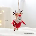 Handmade wool felt Christmas reindeer ornament with red scarf and candy cane, 12cm height - Cane Reindeer