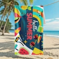 Double-sided microfiber beach towel with hello summer print and pineapple pattern - B87-Hello Summer Colorful Elements