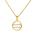 Gold-plated stainless steel necklace with hollow Aquarius zodiac symbol pendant - Aquarius