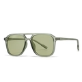 Modern square double-bridge sunglasses in matte olive green with dark lenses - C8 Olive Green
