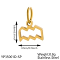 Detailed dimensions of 18K gold plated stainless steel Aquarius zodiac pendant charm - Gold Aquarius (Polished)