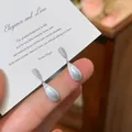 Élégantes boucles d'oreilles en argent brossé en forme de goutte avec cristaux brillants - Waterdrop Brushed Pendant (28#) / Argent
