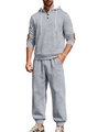 Herren-Trainingsanzug in Grau mit geometrischer Textur und braunen Akzenten - S / Grau