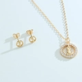Parure bijoux plaqué or 18k avec pendentifs Vierge Marie et pierres en zircone cubique - Ensemble NE01-9 (Collier Rond Évidé + Boucles d'oreilles)