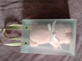 Pink coral fleece bear towel with pearl ribbon in a translucent matte gift bag - Handbag (Without Bear)