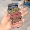 Set of 6 textured wave elastic hair ties in muted tones like olive and navy blue - 10 Pieces in Box / 2# Morandi Argyle Pattern