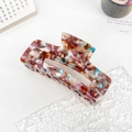 Large acetate hair claw clip with colorful marble amber pattern for a vintage look - Chocolate Brown