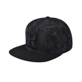 Flat brim snapback hat in black featuring 3D R embroidery and street graffiti pattern - Adjustable / Black