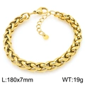 Bracelet chaîne panier en acier inoxydable doré avec fermoir mousqueton et rallonge - Or-180x7mm(KB208485-GC)