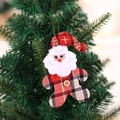 Addobbo natalizio a forma di Babbo Natale in tessuto scozzese rosso e nero - Babbo Natale in Tessuto a Scacchi