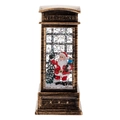 Christmas snow globe lantern vintage telephone booth with Santa Claus holiday home decor gift - Backpack Santa Claus Style (With Water) / Brushed Antique Gold