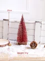 Red mini 20cm Christmas tree with wooden base and snow finish weighing 37g - Red 20CM